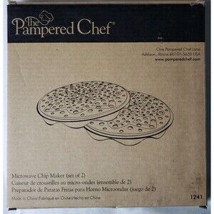 The Pampered Chef Microwave Chip Maker #1241 Set of 2, New Sealed In A Box China